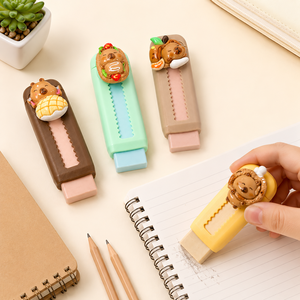 ชุดยางลบแบบดึง-กด รูปขนมปังและฮอทดอก 3 มิติ สุดสร้างสรรค์ ของ Trendy Capybara Bakery น่ารัก เหมาะสำหรับเครื่องเขียนนักเรียน - Product Image 2