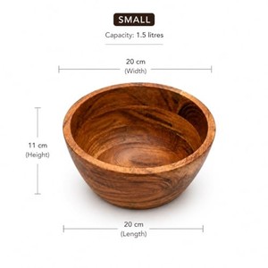 ชามสลัดไม้อะคาเซียทำมือแบบขายส่ง | ช่างฝีมือ Moradabad - Product Image 3