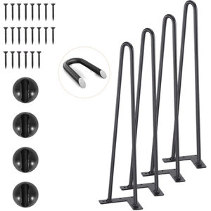 Metal Furniture Legs19" Hairpin Furniture <b>Legs</b> 2 robs 500lbs Loading Dinning Metal <b>Table</b> <b>Legs</b> Black Color DIY Furniture Parts 4P - Product Image 1