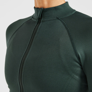 <b>Women</b> Long Sleeve <b>Zip</b>-Up Strapless Activewear <b>Top</b> Matching Shorts Set Dark Green Yoga Fitness Workout Crisscross Straps Medium - Product Image 5