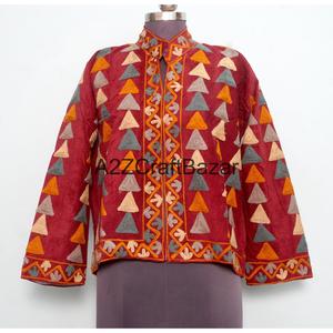 เสื้อแจ็คเก็ตคอร์ติสปักลายทำมือ สไตล์วินเทจ เป็นมิตรกับสิ่งแวดล้อม แห้งเร็ว ระบายอากาศได้ดี ซับในผ้าฝ้าย คอจีน แขนยาว สำหรับฤดูใบไม้ผลิ - Product Image 1