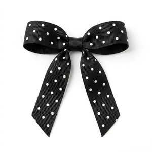 Cinta Grosgrain de 6mm con Puntos Blancos y Negros al por Mayor para Accesorios para el Cabello, Decoración de Fiestas, Embalaje de Regalos, Manualidades y Creación de Tarjetas - Product Image 1