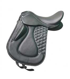 Selle de cheval FAB Premium en cuir noir et rouge avec arceau en bois |   Selle de course et de dressage professionnelle pour l'équitation anglaise - Product Image 6