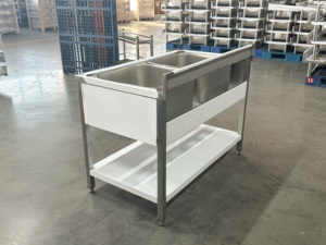 Mesa de Fregadero de Acero Inoxidable para Cocina Comercial o Restaurante, con Orificio de Drenaje, Recubrimiento en Polvo de Grado Alimenticio, Patas de Altura Ajustable, 300 kg/m - Product Image 6