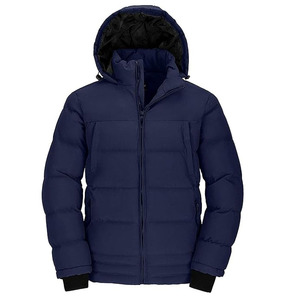Custom Design Men's Casual Regular Fit Hooded Quilted Zip Coated Canvas Polyester Lightweight Breathable Solid Front <b>Jacket</b> - Product Image 5