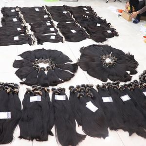 Extensions de cheveux vierges bruts non traités 100% purs, ondulation droite, double trame, kératine vietnamienne, ruban adhésif, cheveux noirs naturels, cheveux humains - Product Image 1