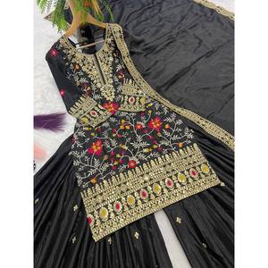 Ensemble de costumes de soirée pour femmes avec look élégant Sharara Plazzo et Dupatta - Product Image 2