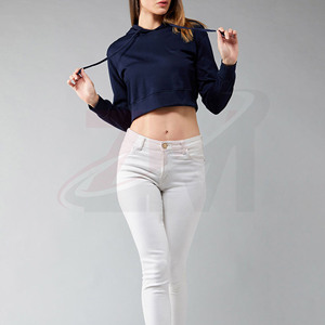 เสื้อฮู้ดดี้ครอปสีน้ำเงินเข้มสุดหรู ขนาดพลัสไซส์ สินค้ามาใหม่ ขายดี ผ้าฝ้ายฟลีซ 100% สวมใส่สบาย แบรนด์สั่งทำพิเศษ - Product Image 5