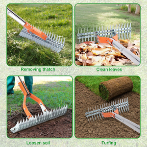 Râteau à désherber la pelouse avec long manche, désherbeur pour l'entretien des pelouses <span class=keywords><strong>de</strong></span> jardin - Product Image 3