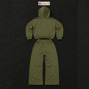 Conjunto Deportivo para Hombre, Color Verde Oliva, con Capucha, Corte Holgado, Informal, Sudadera y Pantalones de Algodón, Ropa de Otoño, Estilo Urbano - Product Image 6