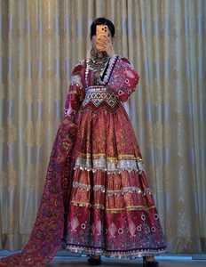 Robe maxi brodée à col haut avec perles et motifs géométriques, style traditionnel afghan, robes décontractées pour occasions formelles - Product Image 2