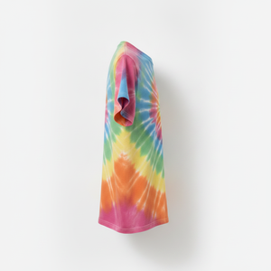 Custom <b>Tie</b>-Dye Rainbow Pattern Short Sleeve O-Neck T-Shirt Men's Casual Regular Fit <b>Knitted</b> 100% Cotton - Product Image 4