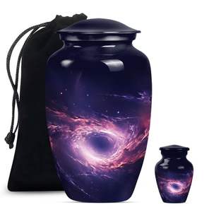 Urna Funeraria de Aluminio Pulido para Cenizas Humanas Adultas con Tapa Roscada Protectora, Contenedor Conmemorativo para Exhibición en Funerales - Product Image 2