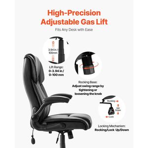 High <b>Back</b> PU Leather Executive <b>Office</b> <b>Chair</b> 300lbs Capacity Airbag-Style Adjustable Lumbar <b>Support</b> Ergonomic <b>Back</b> Pain Relief - Product Image 6