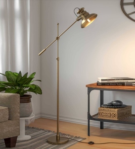 Luxury <b>antique</b> brass metal shade club <b>floor</b> <b>lamp</b> with metal base oem odm low moq factory price wholesale bulk supply - Product Image 3