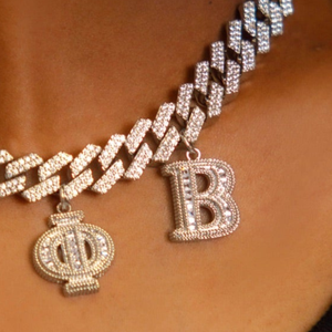 Zeta Phi Beta Cuban Link Necklace <b>Iced</b> <b>Out</b> Greek Letter Pendant <b>Chain</b> Gold Silver Hip Hop Jewelry Gift Fashion - Product Image 4