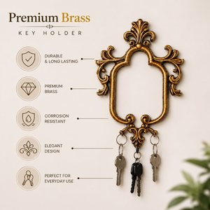 Handcrafted luxury Solid Brass Decorative <b>Key</b> Holder <b>Wall</b> Mounted 3 <b>Hook</b> Organizer Vintage Entryway Home Office Hotel Decor Rack - Product Image 5