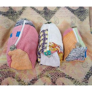 Handmade Cotton kantha cosmetic pouch <b>bag</b> small-<b>Large</b> Kantha with zipper closure <b>Bag</b> Affordable Women's Gifts for women - Product Image 3