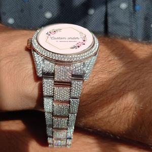 Montre analogique pour homme en moissanite haute qualité, cadran arabe, mouvement automatique, bracelet argenté, faite à la main, style Iced Out - Product Image 2