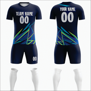 ชุดฟุตบอลแบบยูนิเซ็กซ์สั่งทำพิเศษ เนื้อผ้าแจ็คการ์ดพิมพ์ลายด้วยความร้อน ระบายอากาศได้ดี แห้งเร็ว ชุดเต็มสำหรับผู้ใหญ่ แบบ 3 มิติ - Product Image 4