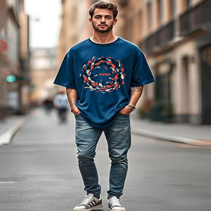 2025 Verano de gama alta de los hombres 220g camiseta sólida impresa gráfico antiarrugas transpirable suelta de talla grande media manga sensación fresca - Product Image 6