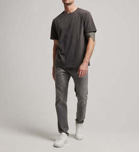 T-shirt vintage délavé gris foncé à col rond pour homme, manches courtes, haut décontracté basique, logo personnalisé, OEM ODM, vêtements en gros - Product Image 2