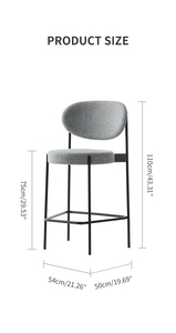 Taburete de Bar Moderno de Diseño Nórdico, Tapizado en Terciopelo, con Patas de Metal Negro <span class=keywords><strong>para</strong></span> <span class=keywords><strong>Isla</strong></span> de Cocina, Cafetería, AU, Bali - Product Image 6