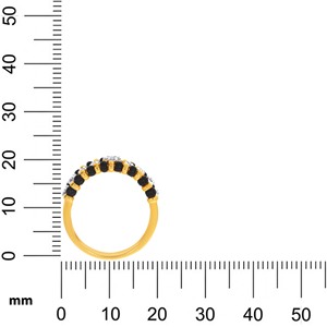 “Women’s 18K Yellow Gold <b>Ring</b> with Diamonds and <b>Black</b> Beads Contemporary Design Polished Finish Elegant Statement <b>Ring</b> - Product Image 4