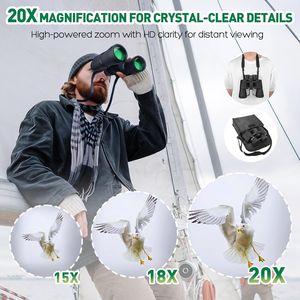 Binocolo Compatto 20x50 ad Alta Potenza per Adulti, Impermeabile con Visione Notturna per Birdwatching, Caccia e Calcio - Product Image 5
