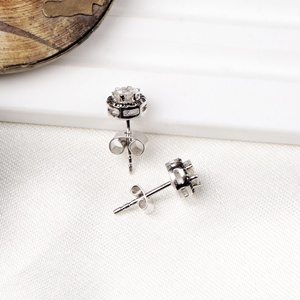 Pendientes de Oro Blanco Sólido de 18K con Diamantes Naturales Negros en Forma de Halo, Engastados en Racimo, Joyería Fina, Memoria Jewels - Product Image 2