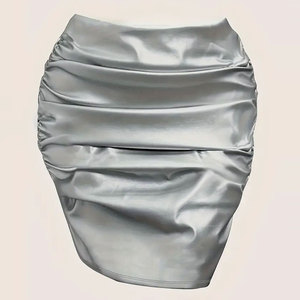Jupe midi décontractée en cuir véritable pour femmes, taille haute, style crayon, élégante, design moderne et stylé - Product Image 1