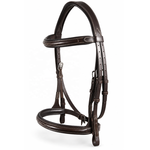 Brida de Cuero Marrón Oscuro de Primera Calidad con Costuras en Contraste, Correas Ajustables y Diseño Ecuestre Elegante, Equipo para Caballos - Product Image 1