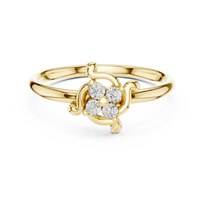Anillo de Oro Amarillo de 14K con Diamante Cultivado en Laboratorio, Corte Redondo, para Mujer |   Ropa de Fiesta |   Diamante Cultivado Nuevo - Product Image 6