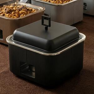 Recipiente para Calentar Comida Tipo Buffet, Cuadrado, de Acero Inoxidable, Negro Mate, de Lujo, con Tapa Antiadherente, Duradero, para Catering y Banquetes - Product Image 2