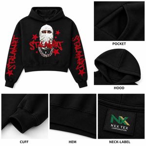 Sudadera con Capucha Personalizada de Invierno con Diseño Gráfico, Estilo Hip Hop Urbano para Hombre, Corte Regular, Forro Polar, Manga Bordada, Venta al Por Mayor OEM - Product Image 6