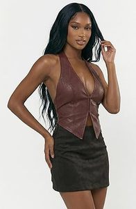 Top de Cuero de Diseño para Mujer, Chaleco Corto sin Mangas de Cuero Genuino de Lujo Personalizado, Ropa de Moda de Alta Gama - Product Image 3