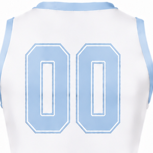 Ensemble d'uniformes de cheerleading sublimés blanc et bleu clair sans manches – Haut et jupe athlétiques pour équipe – Tenue de sport pour entraînement et performance - Product Image 5