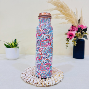 Printed <b>Copper</b> Water <b>Bottle</b> with Advanced Leak Proof Lid Reusable Designer <b>Copper</b> <b>Drinking</b> <b>Bottle</b> for Home Office Travel - Product Image 4