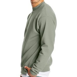 OEM <b>Men's</b> <b>Sweatshirt</b> Vintage <b>Grey</b> Cotton Fleece Oversized Fit Crewneck Collar Embroidered Patch Fleece Pullover Bulk Producer - Product Image 5