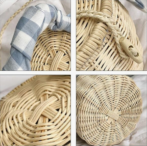 High Quality Fashion Women's Bohemian Beach Crossbody Handbag Bali Rattan <b>Bag</b> Pearl Manufacturer's Circle <b>Wicker</b> Crafts Cotton - Product Image 5
