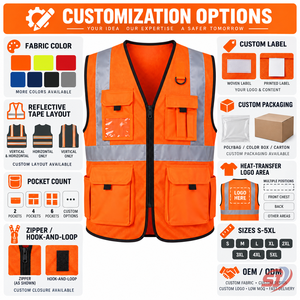 Gilet de sécurité haute visibilité personnalisé avec poches, vêtements de travail réfléchissants pour la construction et les équipes routières, fabricant d'articles de travail. - Product Image 3