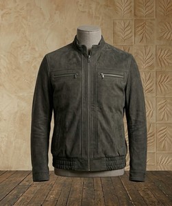 Vestes en cuir streetwear avec col montant, respirantes, pour activités de plein air, en cuir gaufré - Product Image 1