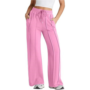 Muzamin Apparel Mid Elastic Waist Heavyweight Cotton Sport <b>Trousers</b> Custom Logo Straight Grey <b>Fleece</b> Breathable <b>Women</b> - Product Image 6