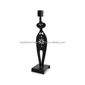 Portavelas cónico de hierro con revestimiento de polvo negro terminado para iluminar la decoración del hogar y otros tarros de portavelas - Product Image 3