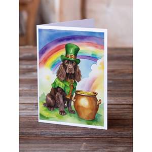 Whimsical Boykin Spaniel St Patrick's Day Greeting Cards Pack of 8 A7 Size <b>5x7</b> Blank Note Cards with <b>Envelopes</b> - Product Image 2