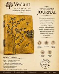 Diario Ejecutivo de Cuero con Tapa Dura, Hecho a Mano, Estilo Vintage, con Encuadernación en Espiral, 100 Hojas - Product Image 2