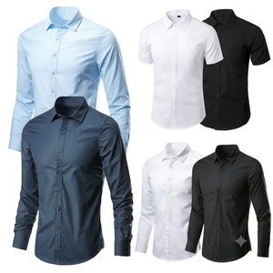 Camisa de Vestir para Hombre, Mezcla de Algodón, Corte Entallado, Sin Arrugas, con Logotipo Personalizado, Impresión de Serigrafía, Precio de Fábrica en China y Bangladesh, OEM - Product Image 1