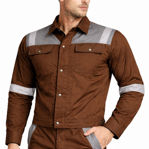 Ropa de Trabajo de Algodón Resistente, Uniforme de Seguridad Industrial, Overol con Costuras Reforzadas y Tiras Reflectantes, ISO 9001 - Product Image 2