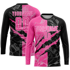 Camiseta de Fútbol Personalizada Rosa y Negra con Diseño de Garra Dividida, Uniforme de Fútbol Personalizado, Ropa de Entrenamiento, Conjunto Deportivo para Hombre - Product Image 4