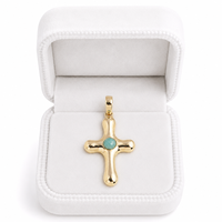 Pendentif croix en amazonite verte, collier chrétien doré, pierre précieuse naturelle, bijou spirituel, cadeau pour femmes et hommes